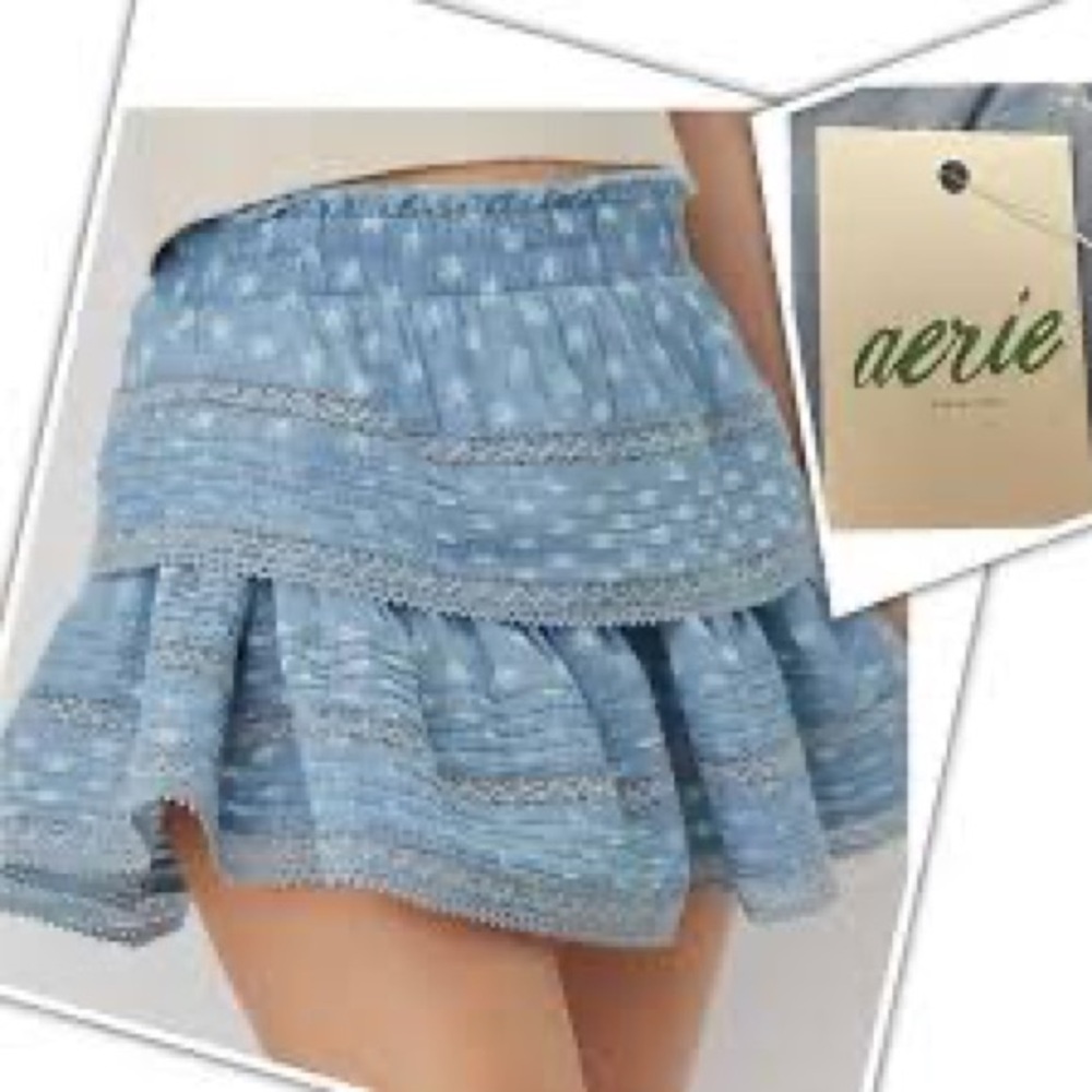 Aerie Light Blue Floral Skirt